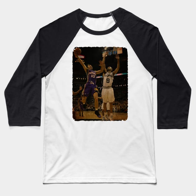 Dunk Steve Nash vs Tony Parker Vintage Baseball T-Shirt by Milu Milu